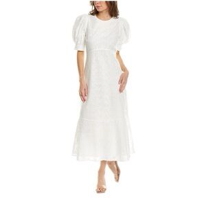 Ted Baker White Midi Eyelet Jenaay Embroidered Dress Size 1 NEW